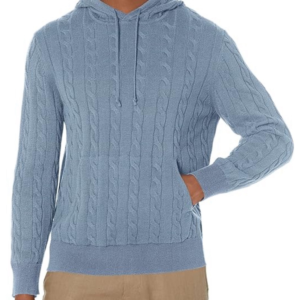 Brooks Brothers Men's Cotton Cable Knit Hoodie Sweater